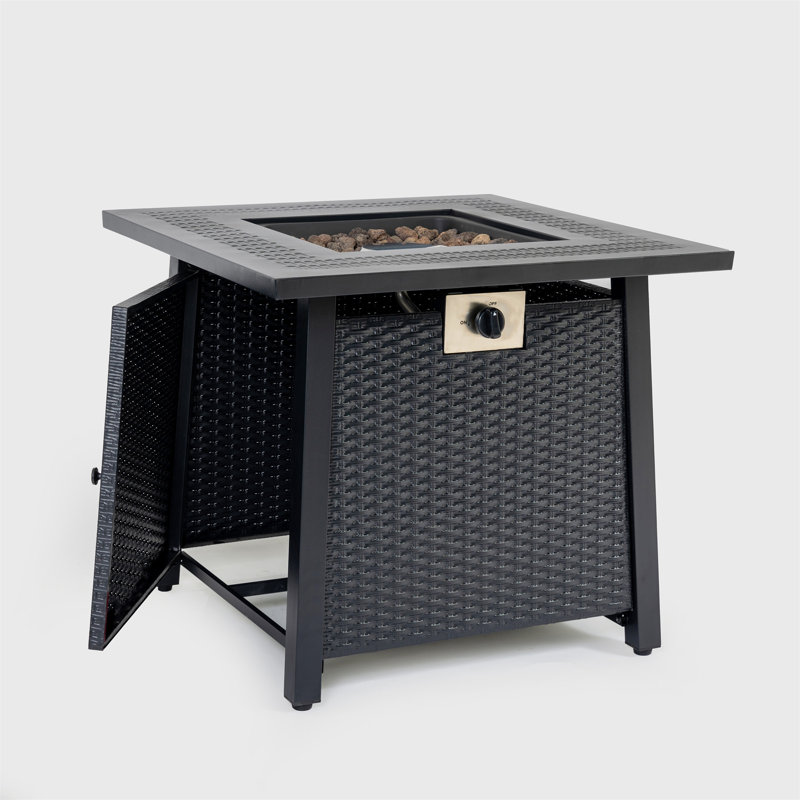28-Inch Iron Square Propane Fire Pit Table