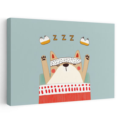 «Cute Sleeping Dog Peaceful Contemporary», reproduction d'art mural