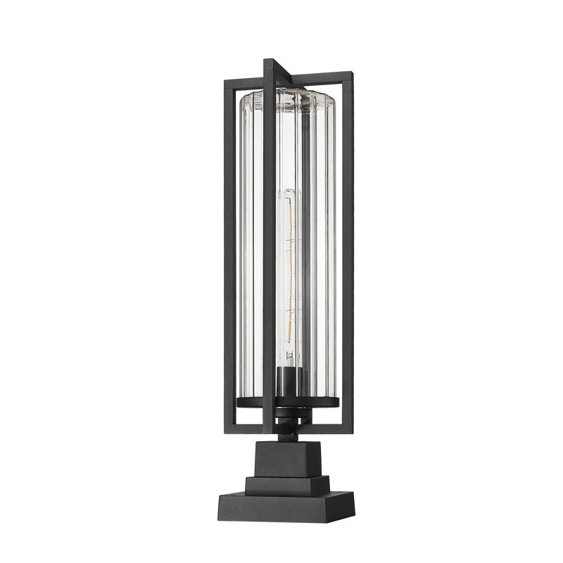 Stockton 1 Light Outdoor Pier Mounted Fixture in Black, 27'' H x 6'' W x 7.25'' D