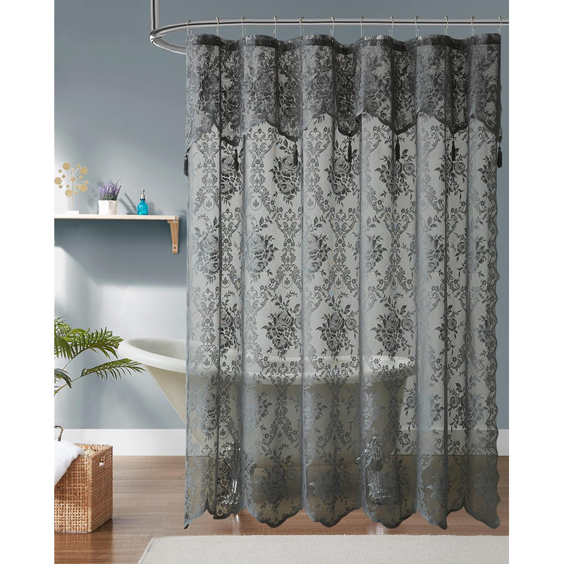 Rideau de douche Cherrilyn, H 96 po x l 72 po, Gris