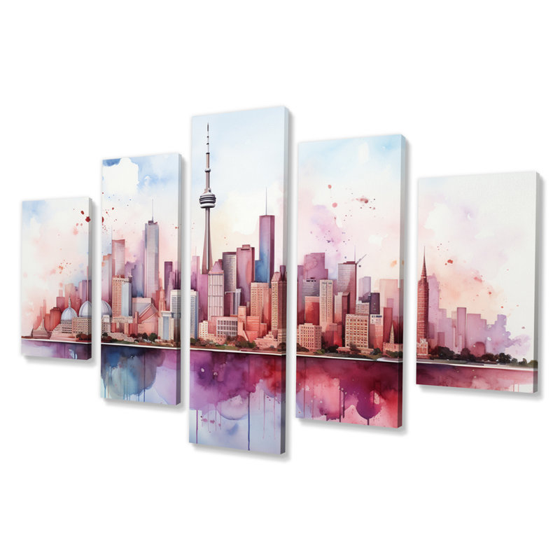 Horizon minimaliste de Toronto - décor mural City Toronto - 5 panneaux