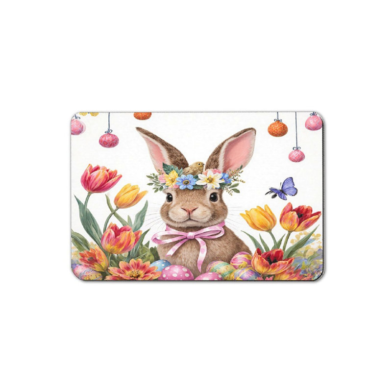 Easter Bunny with Flowers Bath Mat, 16 x 24 inch