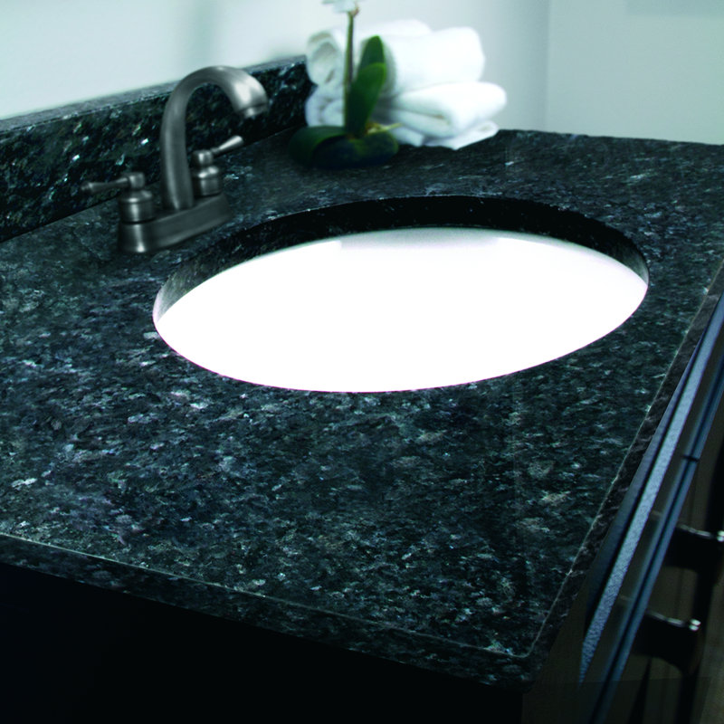 Plateau de meuble-lavabo simple 31 po avec lavabo, Perle bleue