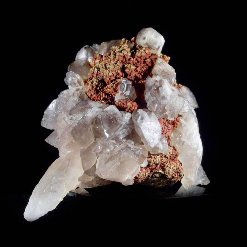 Calcite on Limonite. Mapami, Mexico