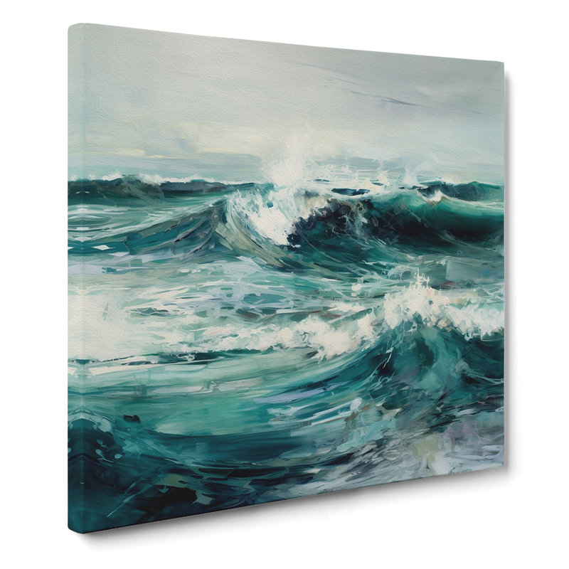 Ocean Gestural Art - Wrapped Canvas, 50cm H x 50cm W