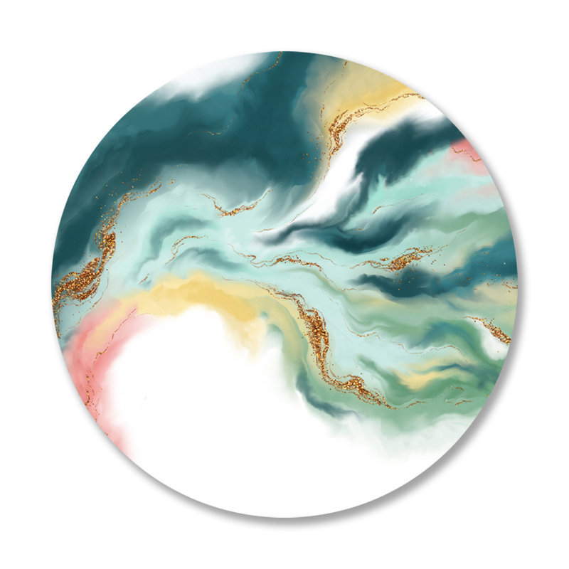 Lustré - imprimé rond sans cadre, Plastique / acrylique, H 24 po x l 24 po