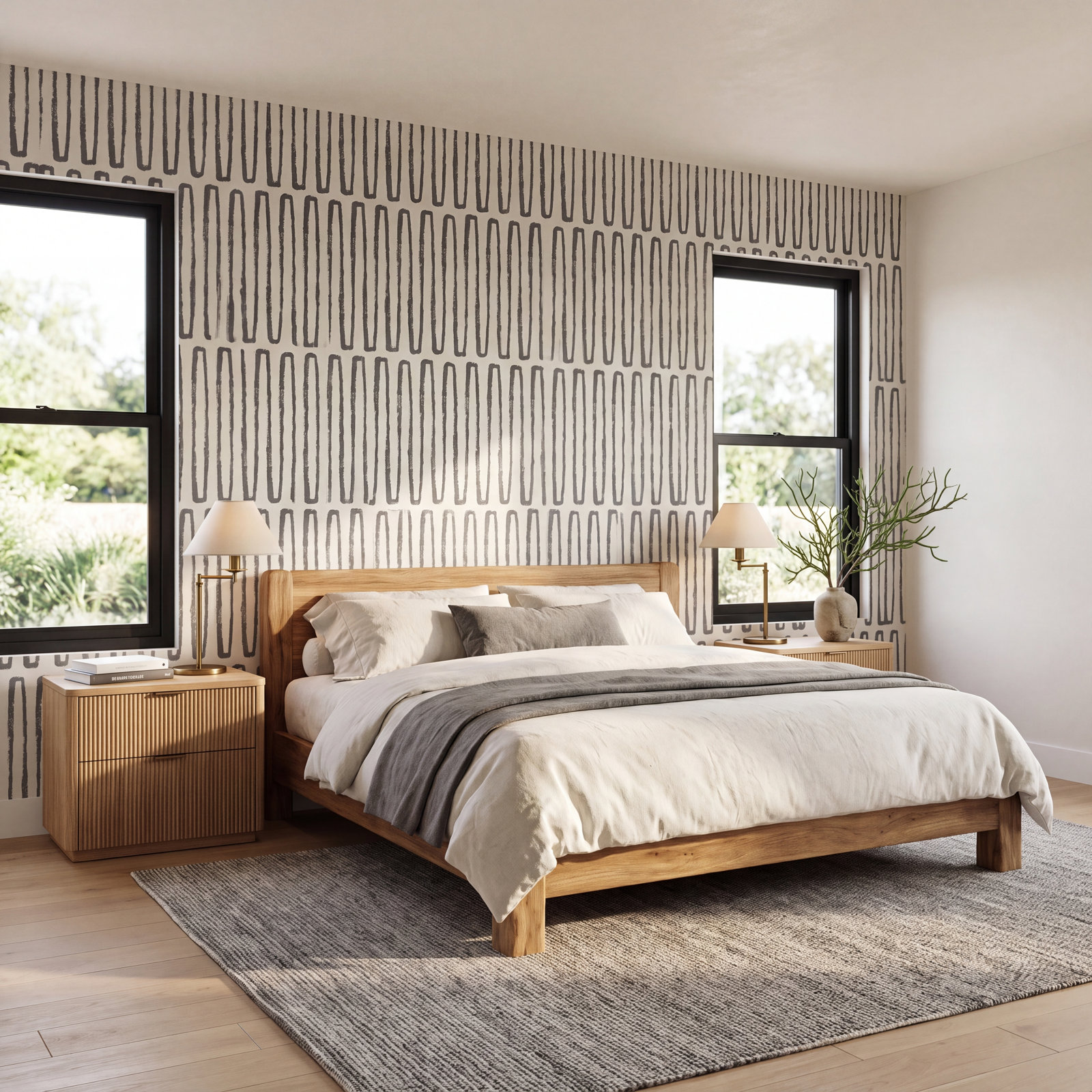 Anika Modern Geometric Wallpaper, Charcoal