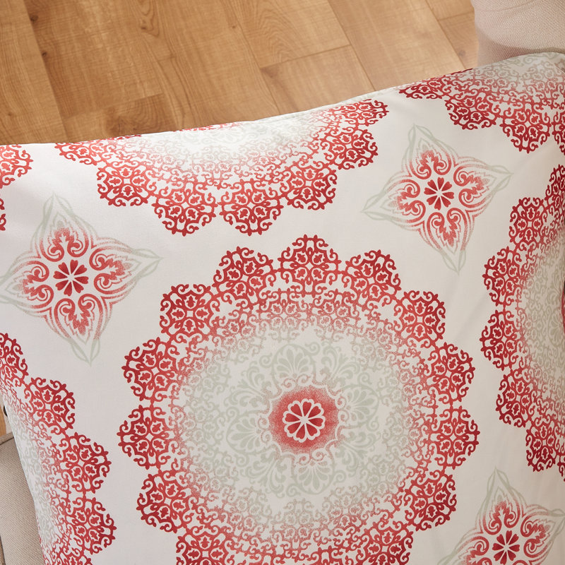 Geometric Square Euro Pillow Cover, Red Clay, 66cm x 66cm
