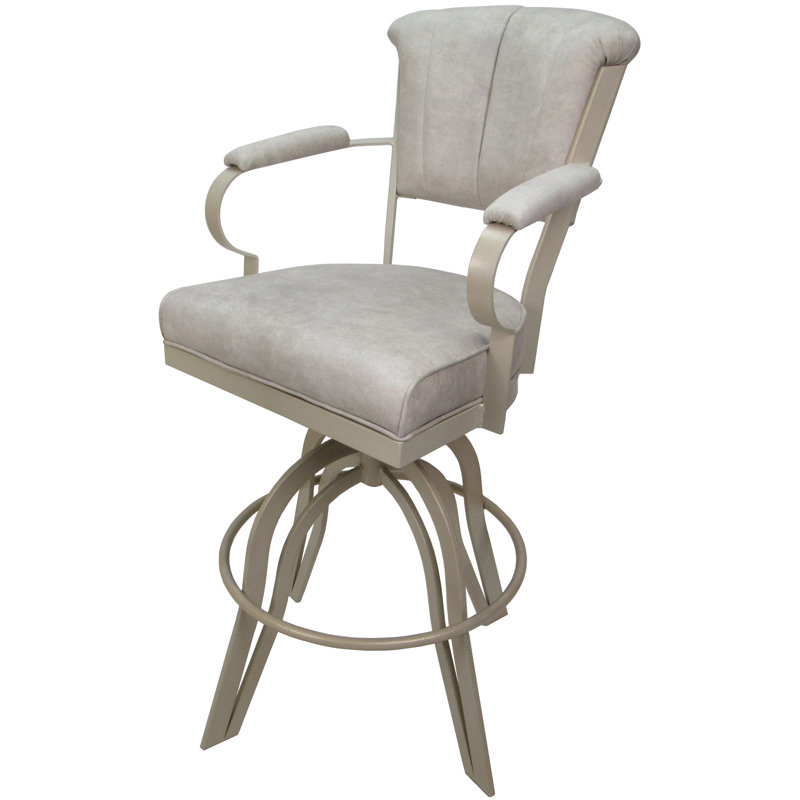 Raddie Swivel Metal Bar Stool 30" Seat, Beige, Cream