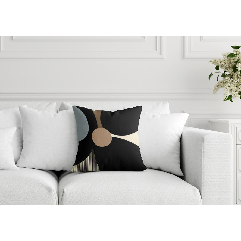 Lara Floral Outdoor Reversible Throw Pillow, 17" x 17", Gray/Off White