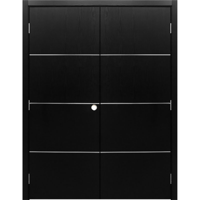Double porte intérieure stratifiée HG-008, 36 po x 80 po, Bois de frêne noir, S'ouvre à gauche vers l'intérieur