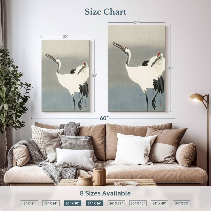 Brampt Two Cranes 1900-1930, 36" H x 24" W