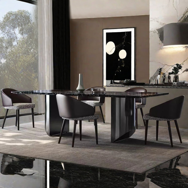 Ensemble de table de salle à manger luxueux moderne en faux marbre, H 29,5 po x L 55,1 po x l 31,4 po