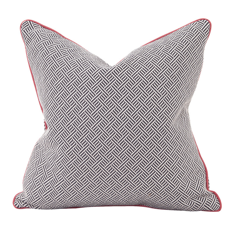  Housse de coussin géométrique 20 po, Rhubarbe, 24 po x 24 po