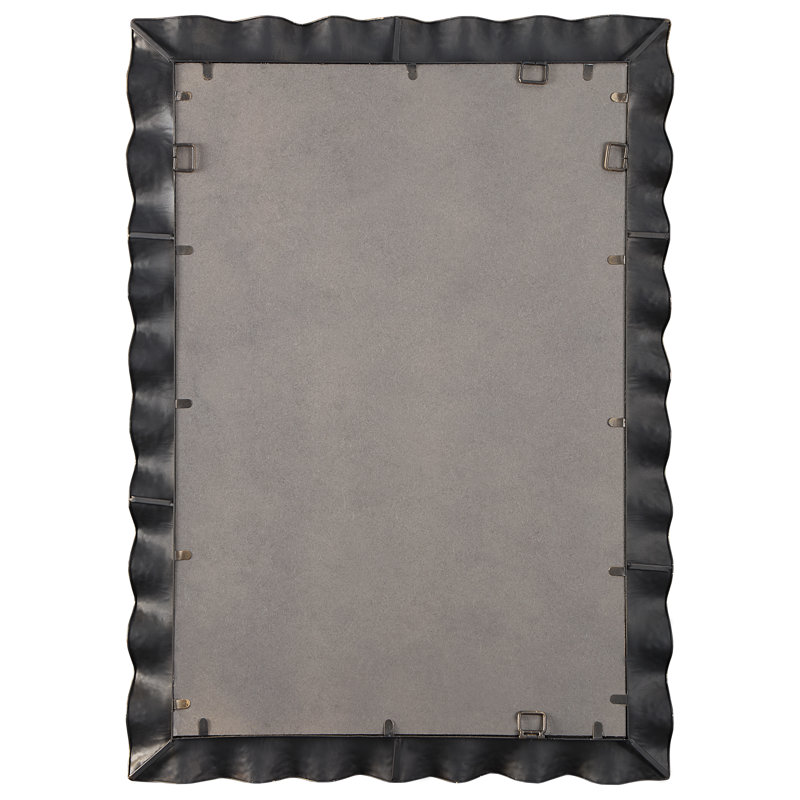 Edith Metal Scalloped Wall Mirror, Lightly Antique Gold Leaf