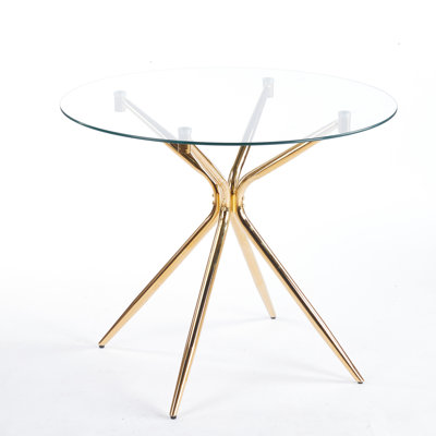 High - Quality Tempered Glass And Metal Leg Dining Table, Adjustable For Different Spaces Needs, Simple Assembly Guide Table Kitchen Living Room, Space Saving Design, Quick
