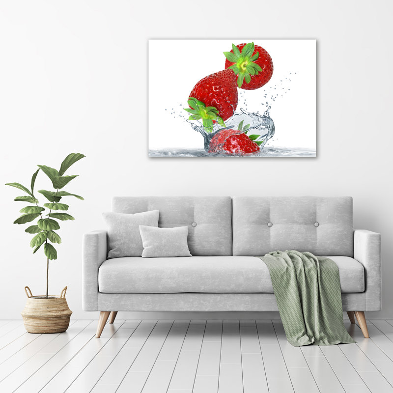 Falling Strawberries - No Frame Print on Glass