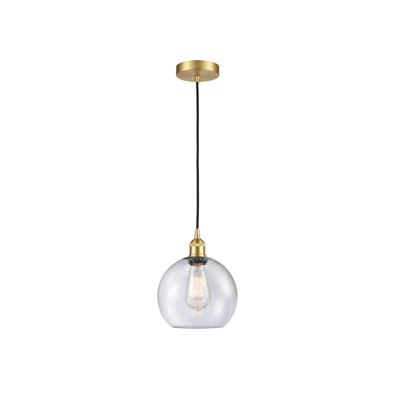 Ralph 1 - Light Sphere Pendant, 12.75" H x 10" W x 10" D, Clear, Brushed Brass