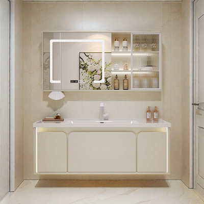 Armoire de salle de bain simple de style français crème