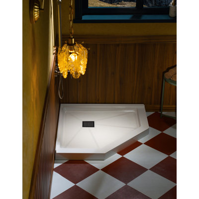 WOODBRIDGE 38 In. X 38 In. Solid Surface Neo-Angle Shower Base Pan Drain Cover