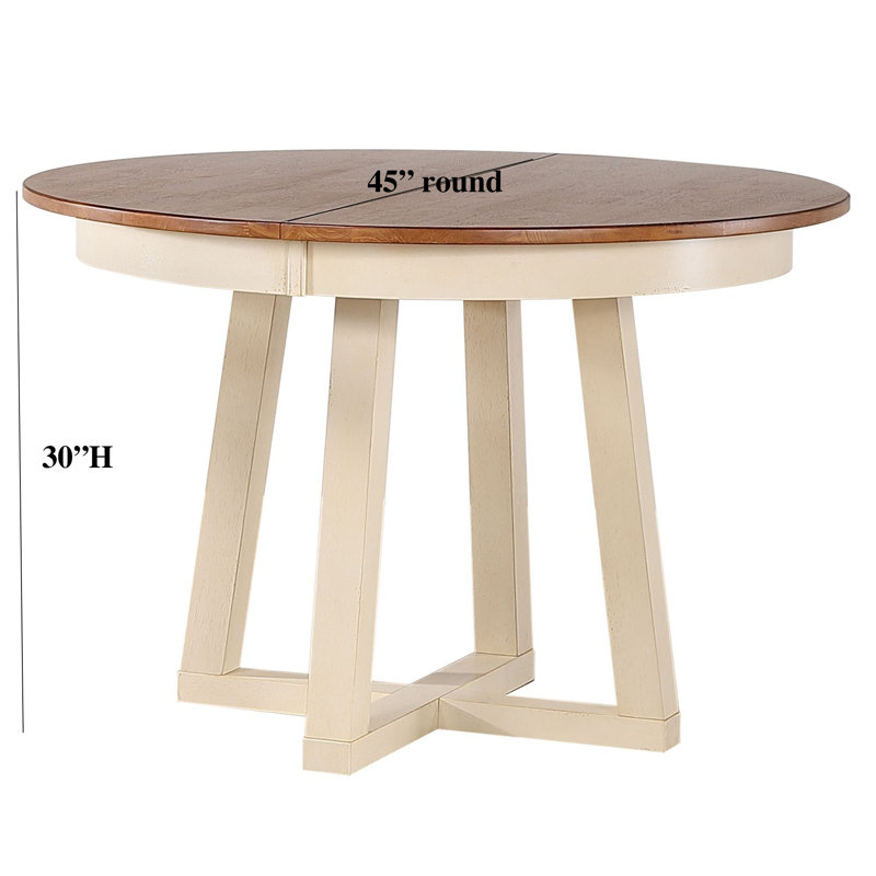 Carmavy Round Extendable Solid Wood Pedestal Dining Table, Caramel Top/Biscotti Base