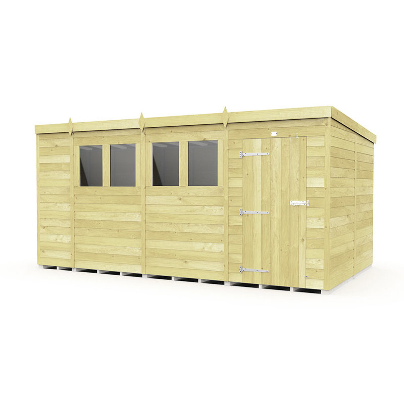 14ft x 8ft Pent Shed - Single Door with Windows