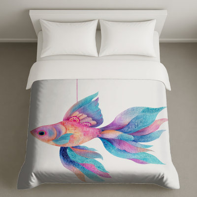 Illustration colorée de poissons avec housse de couette
