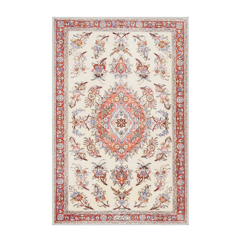 Tapis rouge/beige/brun traditionnel Ion, Rectangle 3 pi x 5 pi