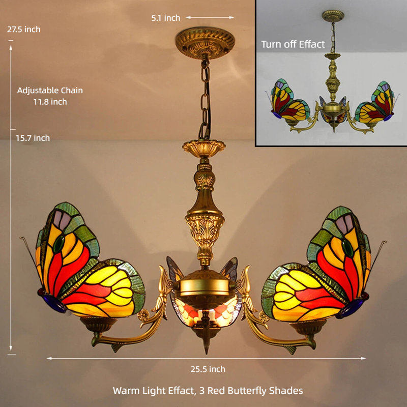 Latshaw 3 - Light Classic / Traditional Chandelier, Red