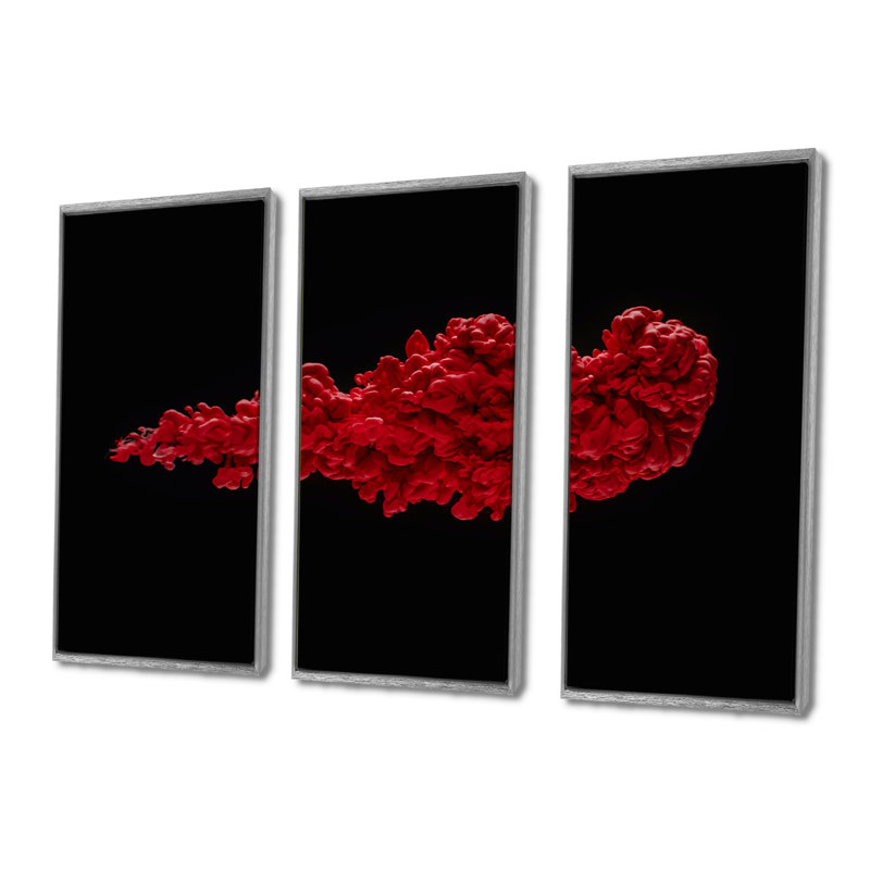 «Red River Or Red Ink», ensemble d'art sur toile encadré moderne, Argent argent, H 28 po x l 36 po