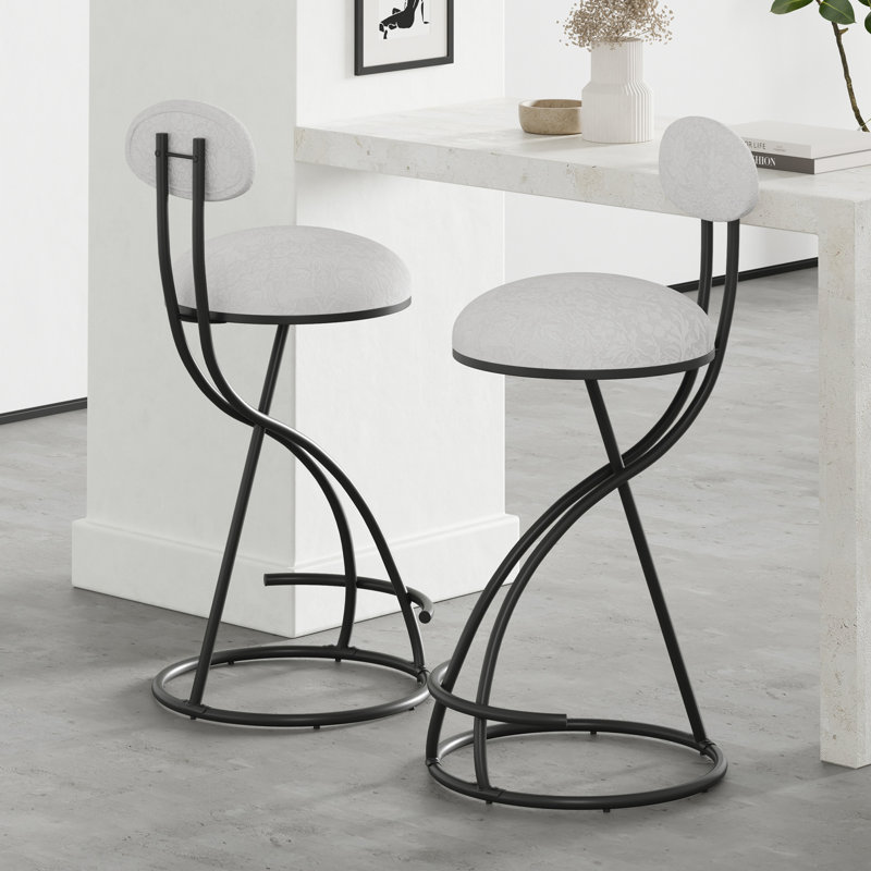 Ensemble de 2 tabourets de bar ronds à imprimé rond pour îlot de cuisine et salle à manger avec tabourets de comptoir et chaises