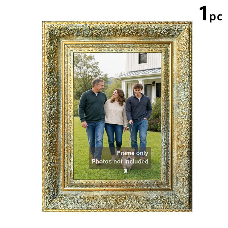 Cadre photo antique doré 1PC pour photos et cadeaux de pendaison de crémaillère 8 po x 10 po, Or antique, 1, 8 po x 10 po