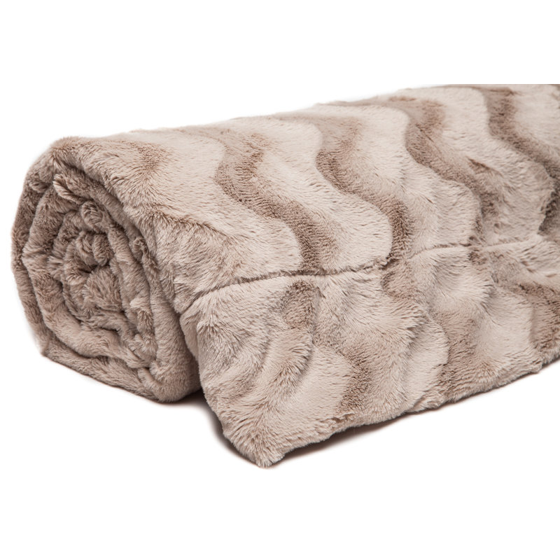  Jeté de lit en fausse fourrure, l 50 po x L 65 po, Naturel