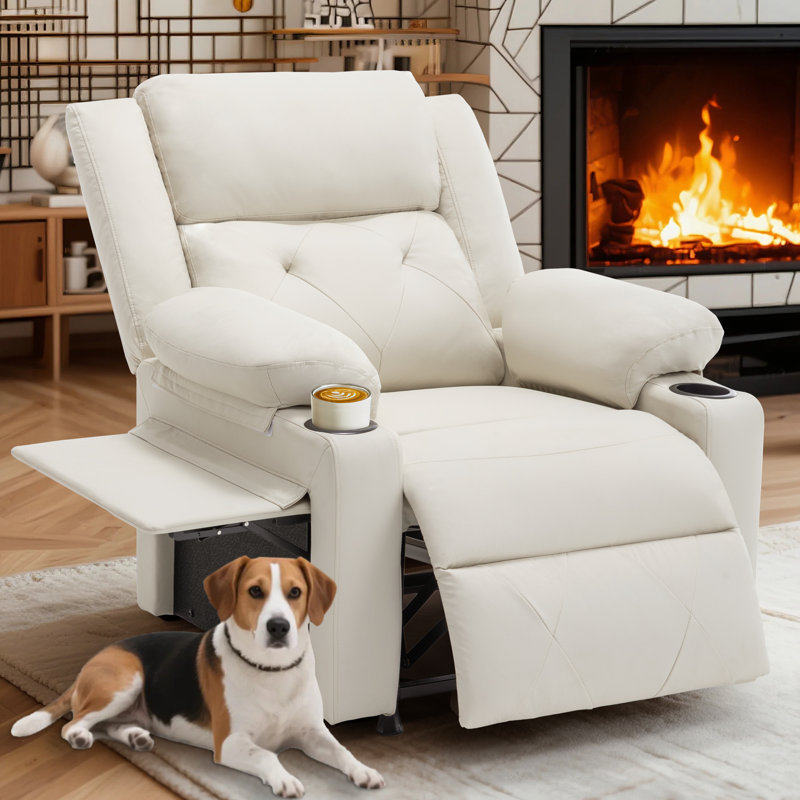 Fauteuil inclinable chauffant 33 po, Ivoire ivoire