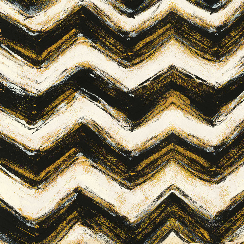 Black And Gold Geometric IV Crop On Canvas by Shirley Novak Print