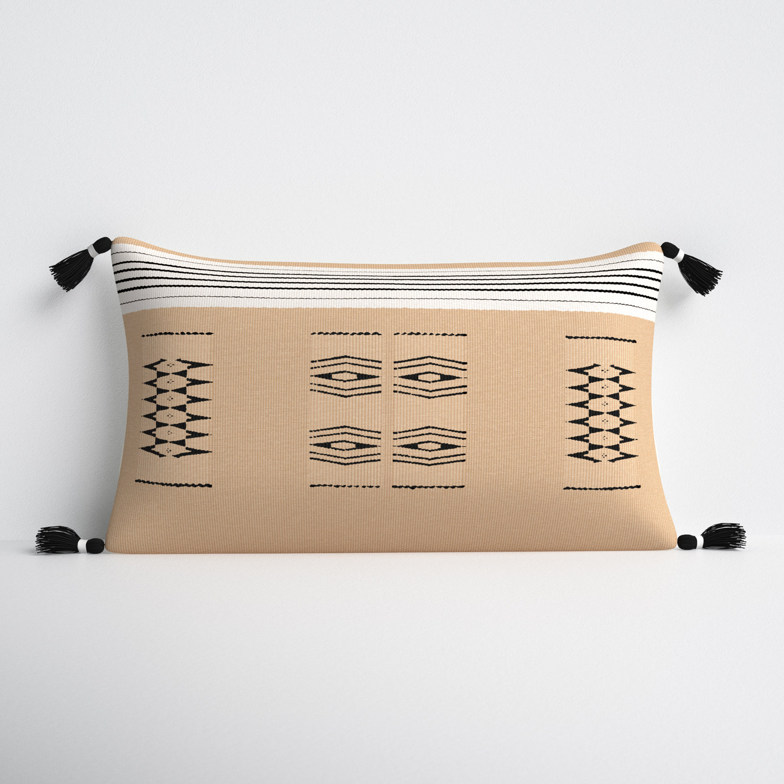 Ambros Tassels Cotton Lumbar Throw Pillow, Pillow Cover Only - No Insert