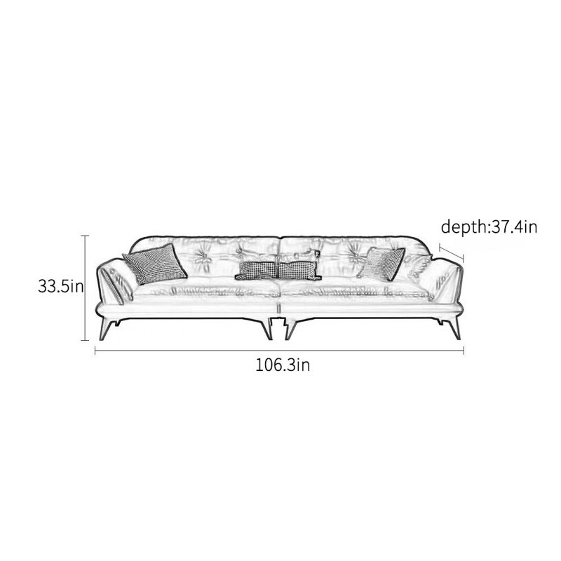 Canapé de bureau en cuir rétro, H 33,5 po x l 106,3 po x P 37,4 po, 4
