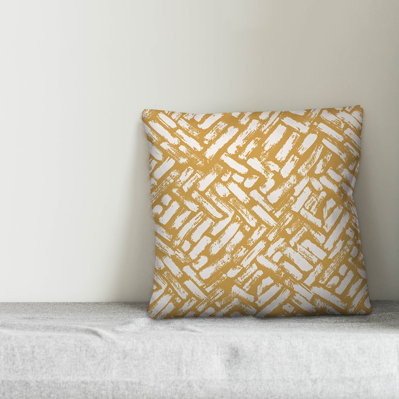  Housse et insert de coussin abstrait Abstract Strokes, 18 po x 18 po, Jaune