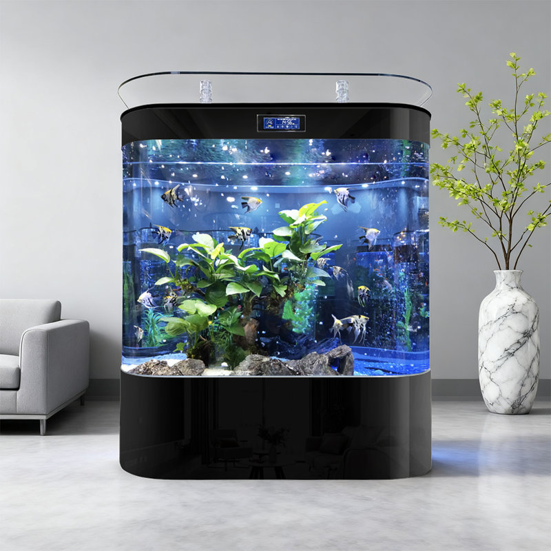 Réservoir d'aquarium à double arc avec filtre supérieur, 21,13 gallons (H 54,33 po x l 31,5 po x P 19,69 po, Noir