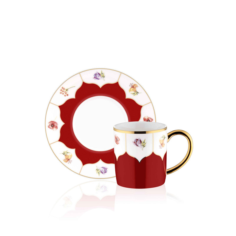 Ensemble de tasses à café Shifflett, Rouge/doré, 12