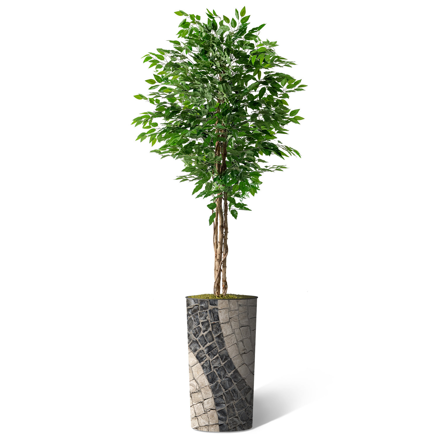 SIGNLEADER Tall Fake Plants Faux Ficus Tree in Neutral Pattern Planter