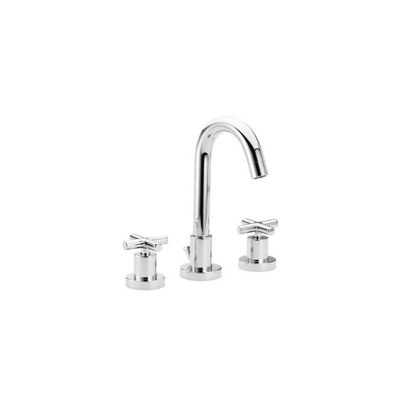 Robinet de lavabo de salle de bain à poignée double Maxima, Nickel brossé