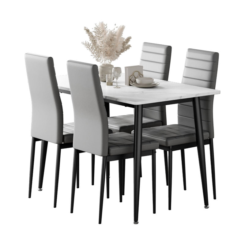 Aventura 4 - Person Dining Set, White, Grey