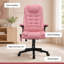 Fauteuil de bureau massant à dossier haut et vibrations, 6 points de vibration, revêtement en similicuir chauffant et inclinable, accoudoirs et télécommande, rose