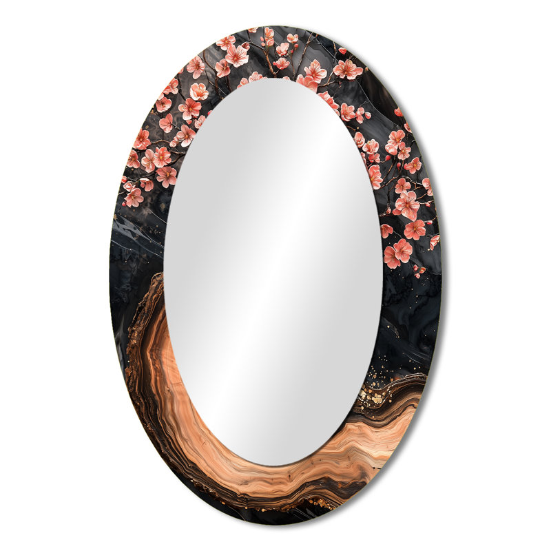 Miroir mural ovale Golden Cherry Blossom, 36 po x 24 po