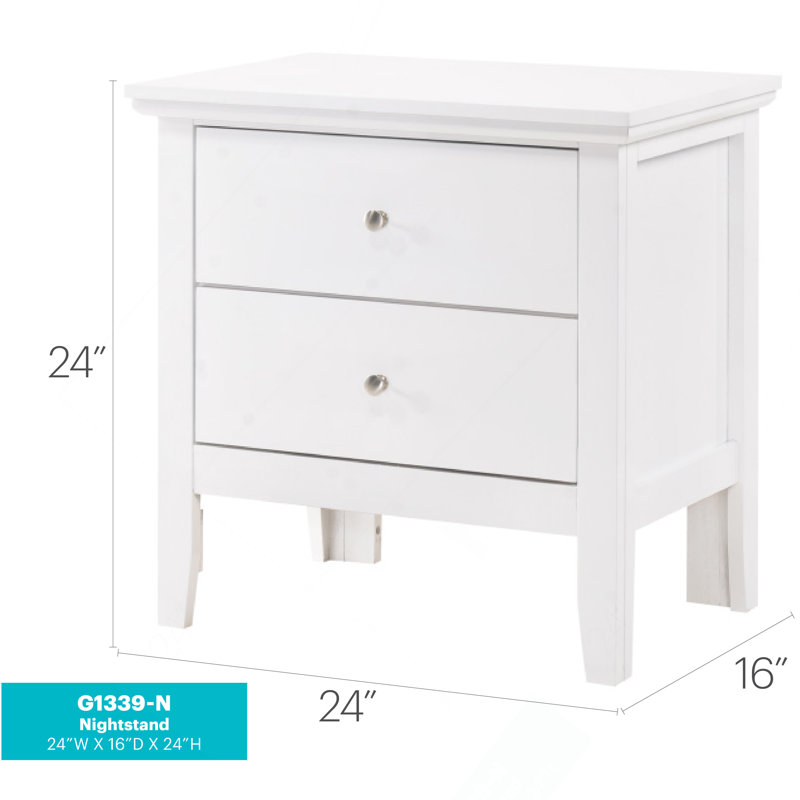 Table de chevet transitionnelle blanche élégante, Blanc
