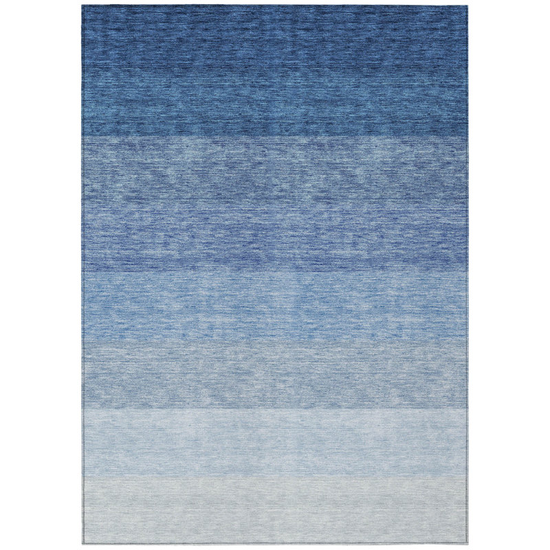 Tapis bleu ombré 3 pi x 5 pi intérieur / extérieur lavable