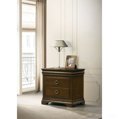 Leonide Brown Cherry 2-drawer Nightstand