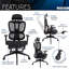 Fauteuil de bureau en filet ergonomique, inclinable ultime, support lombaire et repose-pieds