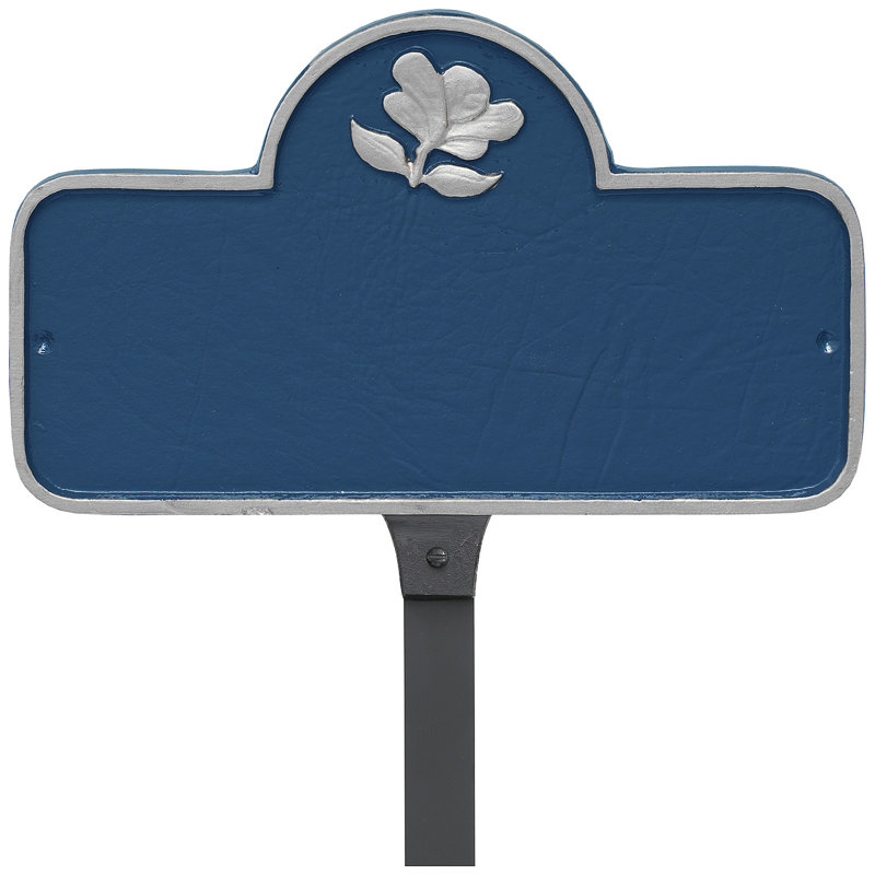 Enseigne d’adresse pour pelouse sur 1 ligne, Bleu de mer / Argent, Oui